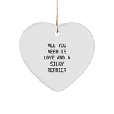 Silky Terrier Dog Gifts from Friends for Silky Terrier Dog Lovers - All You Need Is Love And A Silky Terrier Heart Ornament, Christmas Unique Gifts - Image 1